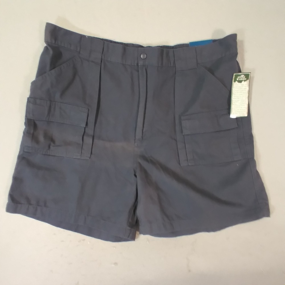 Reel Legends cargo shorts mens 44x6 Blue comfort-waist cotton hiking fishing NEW
